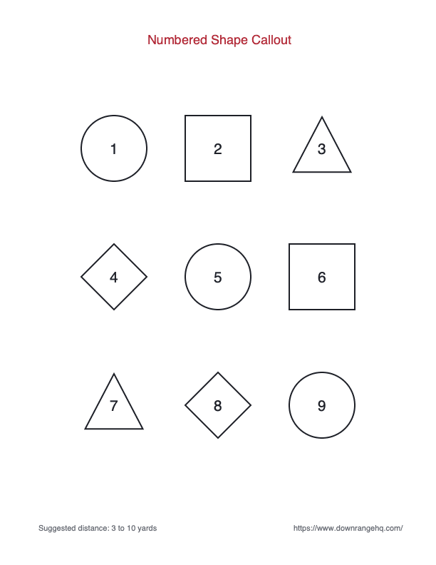 Numbered Shape Callout printable target preview